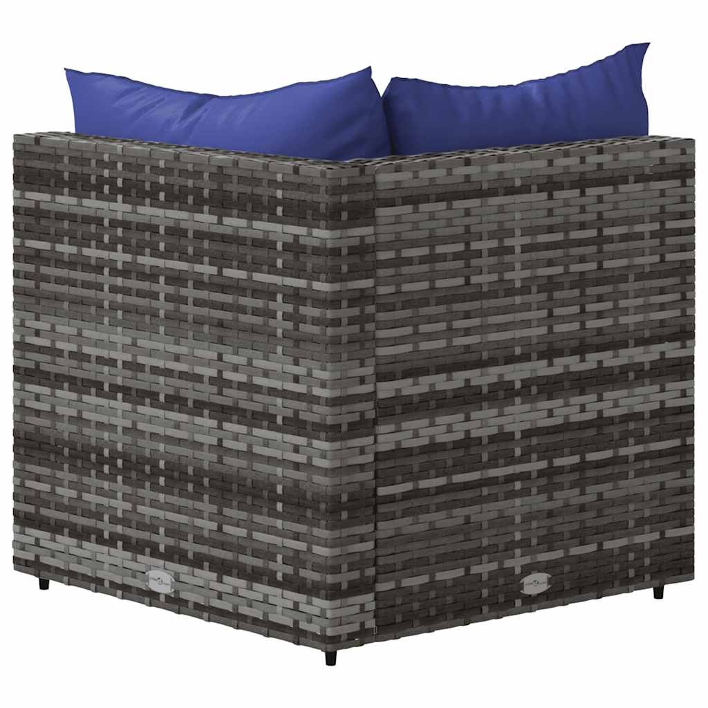 Divani Angolari da Giardino con Cuscini 2pz Polyrattan Grigio - homemem39