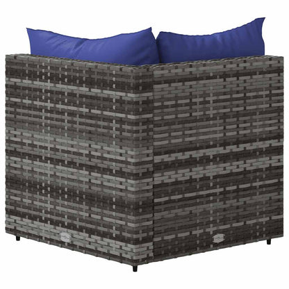 Divani Angolari da Giardino con Cuscini 2pz Polyrattan Grigio - homemem39