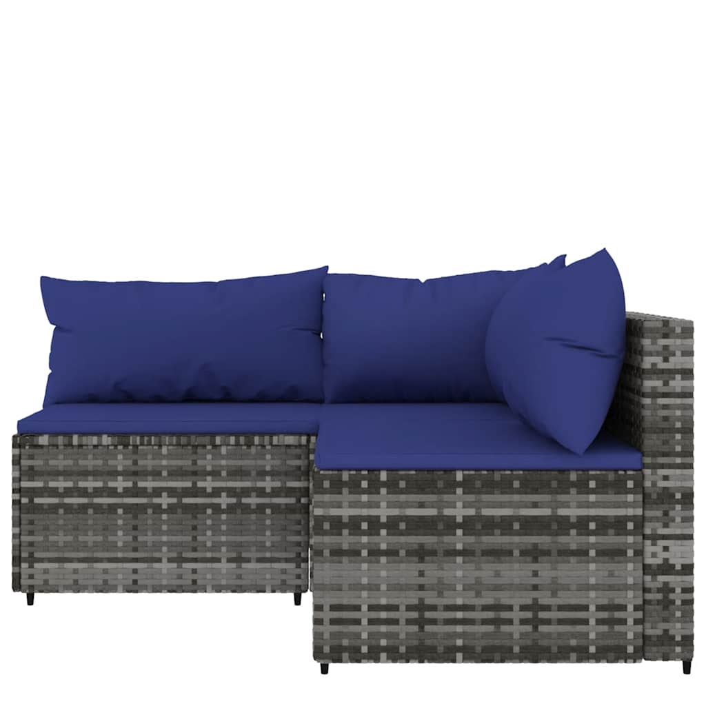 Set Divani da Giardino 3 pz con Cuscini in Polyrattan Grigio | homemem39