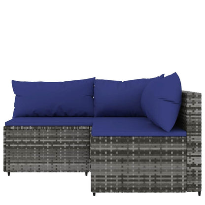 Set Divani da Giardino 3 pz con Cuscini in Polyrattan Grigio | homemem39