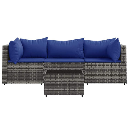 Set Divani da Giardino 4 pz con Cuscini in Polyrattan Grigio - homemem39