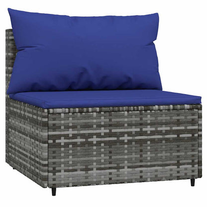 Set Divani da Giardino 4 pz con Cuscini in Polyrattan Grigio | homemem39