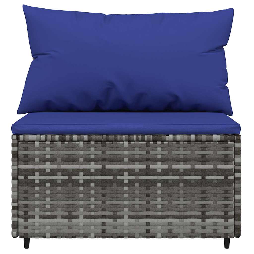 Set Divani da Giardino 4 pz con Cuscini in Polyrattan Grigio | homemem39