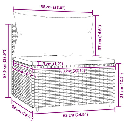 Divano Centrale da Giardino con Cuscini in Polyrattan Grigio | homemem39