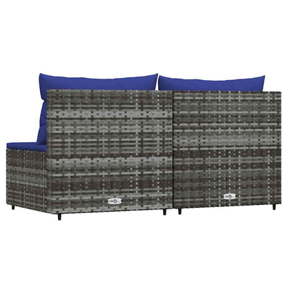 Divani Centrali da Giardino con Cuscini 2pz Polyrattan Grigio | homemem39