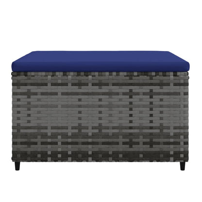 Poggiapiedi da Giardino con Cuscino in Polyrattan Grigio - homemem39
