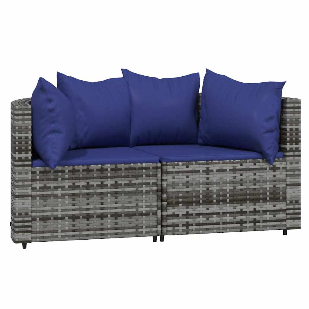 Divani Angolari da Giardino con Cuscini 2pz Polyrattan Grigio - homemem39