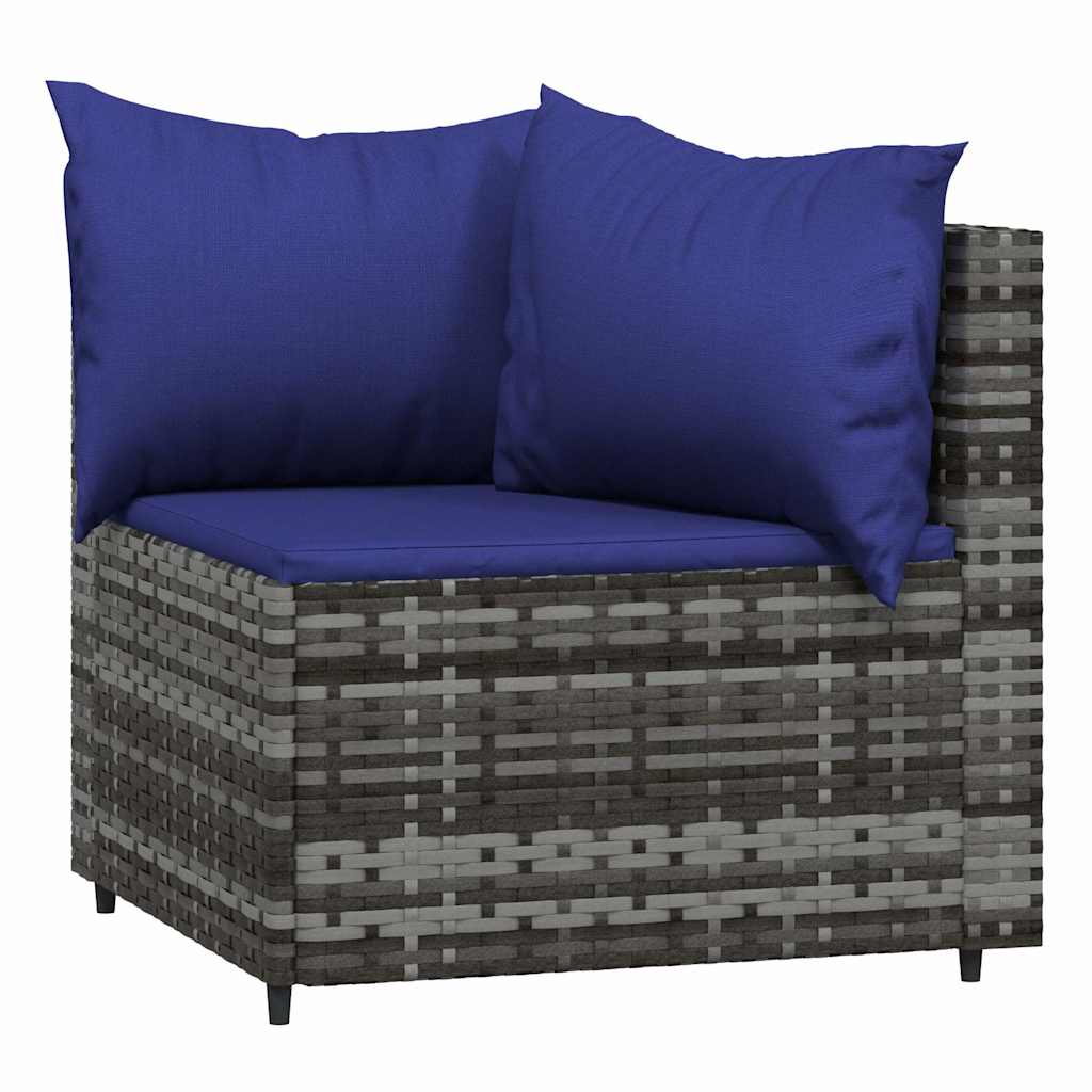 Divani Angolari da Giardino con Cuscini 2pz Polyrattan Grigio - homemem39