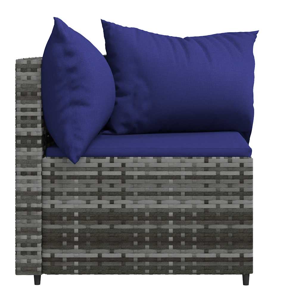 Divani Angolari da Giardino con Cuscini 2pz Polyrattan Grigio - homemem39