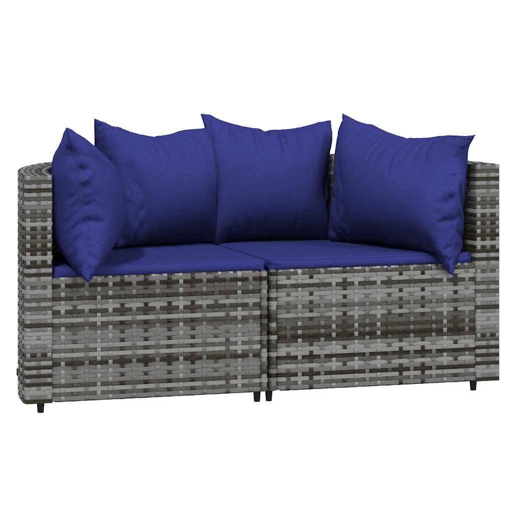 Set Divani da Giardino 3 pz con Cuscini in Polyrattan Grigio - homemem39