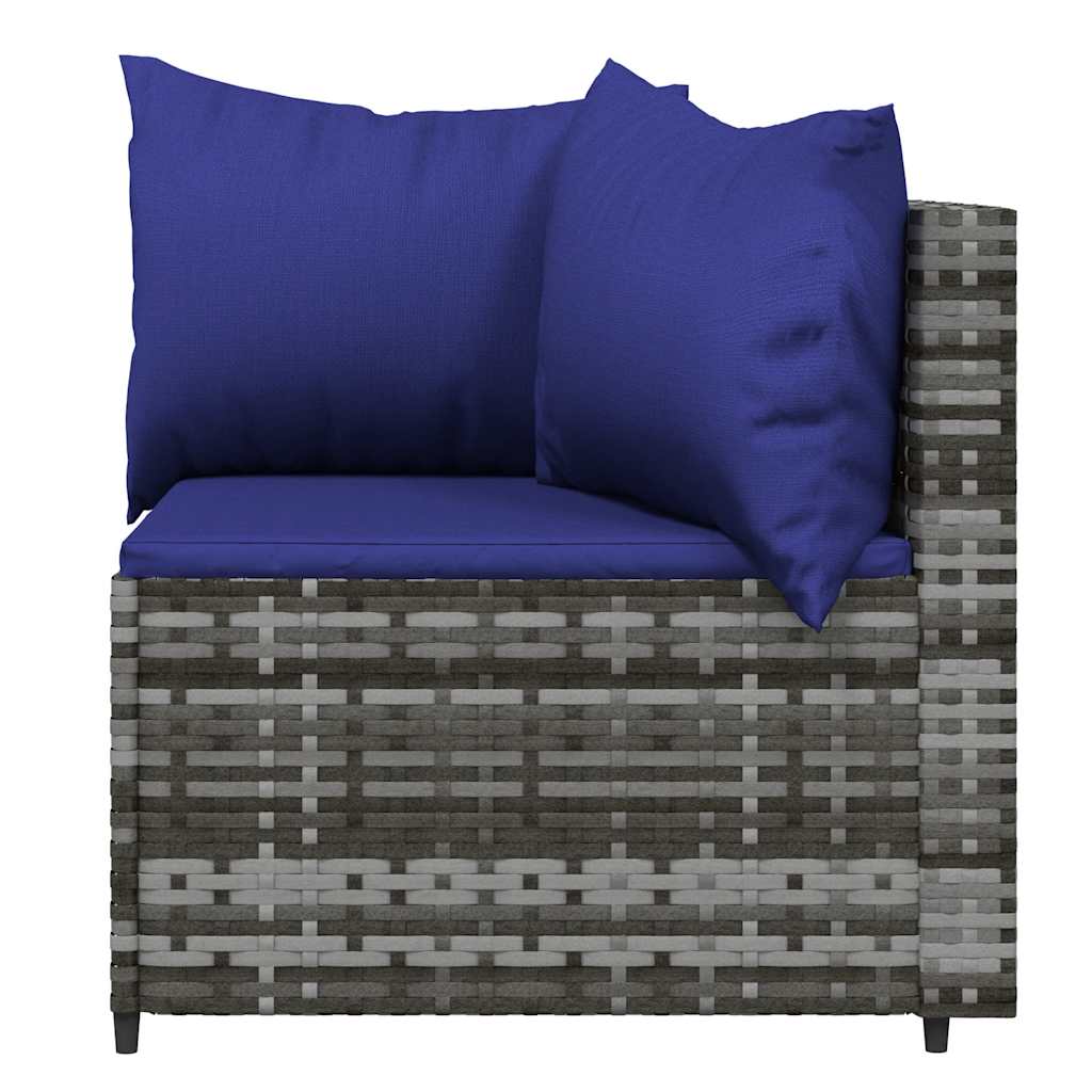 Set Divani da Giardino 3 pz con Cuscini in Polyrattan Grigio - homemem39