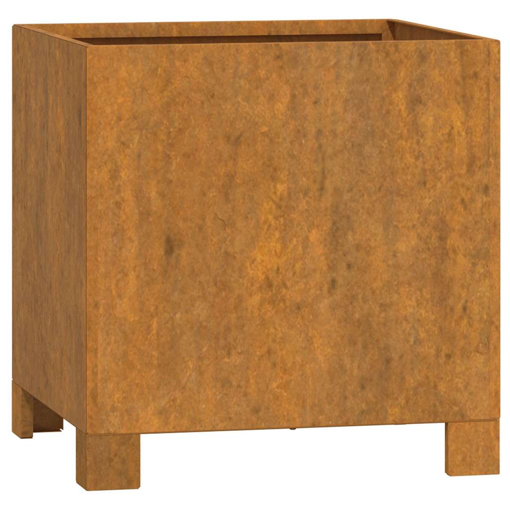 Fioriera con Gambe Ruggine 30x30x30 cm Acciaio Corten
