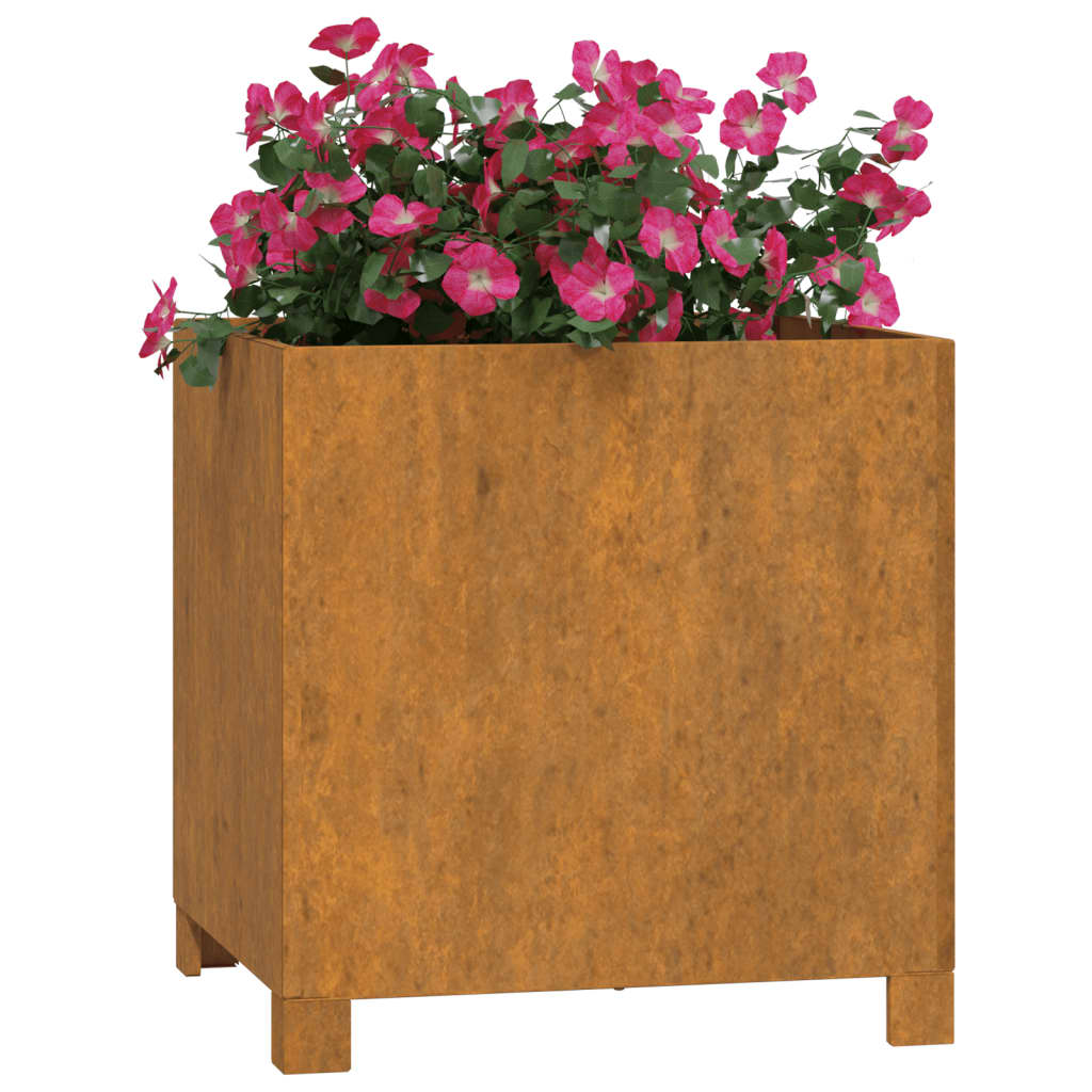 Fioriera con Gambe Ruggine 40x40x40 cm Acciaio Corten