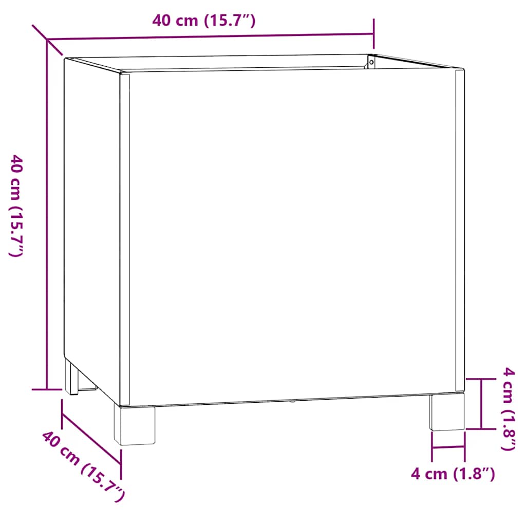 Fioriera con Gambe Ruggine 40x40x40 cm Acciaio Corten