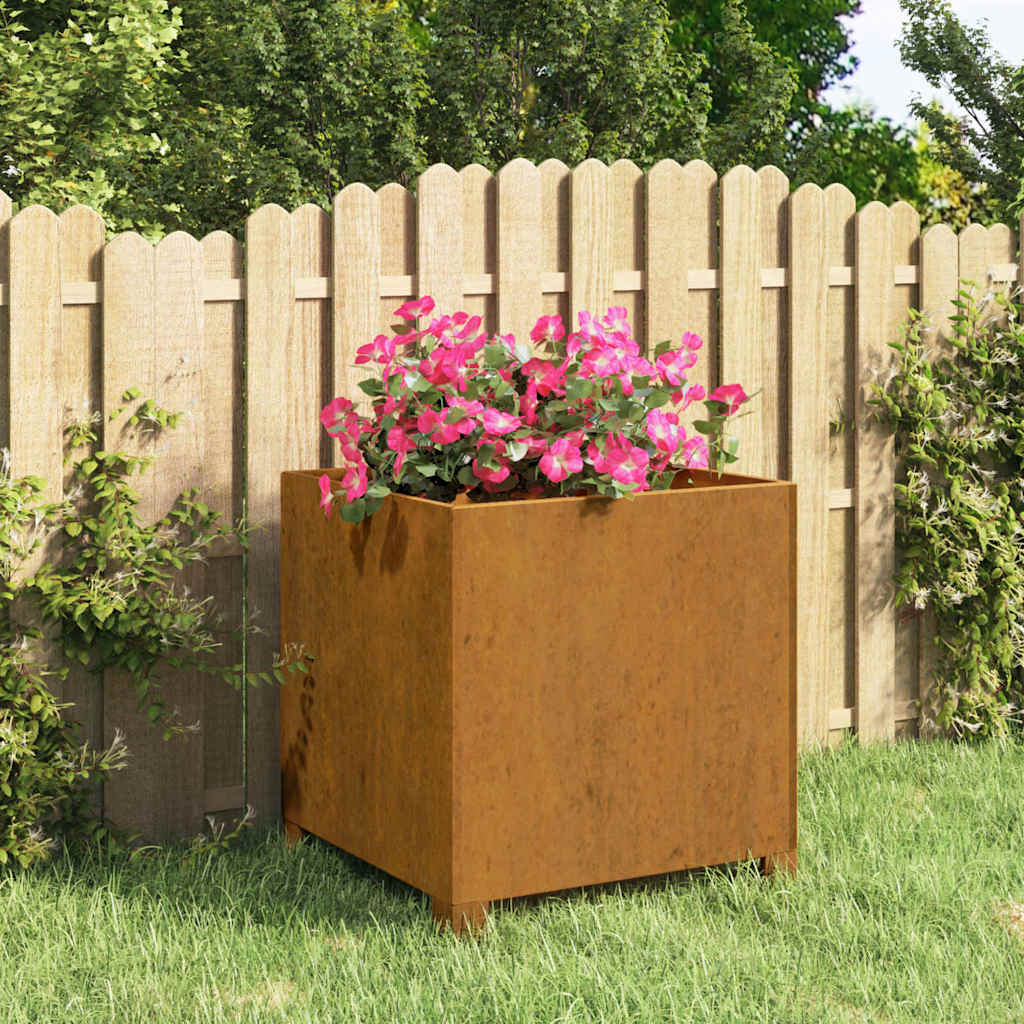 Fioriera con Gambe Ruggine 40x40x40 cm Acciaio Corten