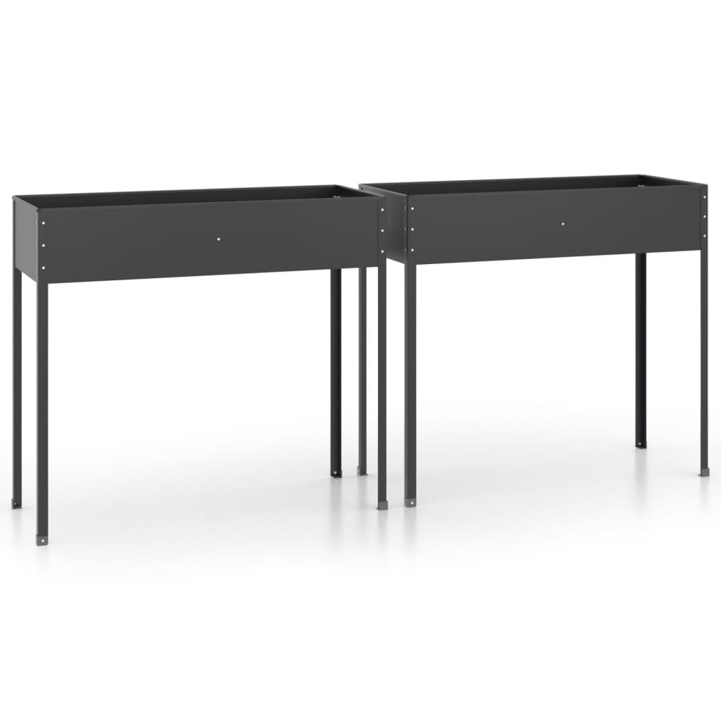 Fioriere da Giardino 2 pz Antracite Acciaio Zincato - homemem39