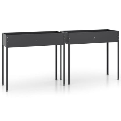 Fioriere da Giardino 2 pz Antracite Acciaio Zincato - homemem39