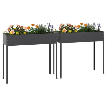 Fioriere da Giardino 2 pz Antracite Acciaio Zincato | homemem39