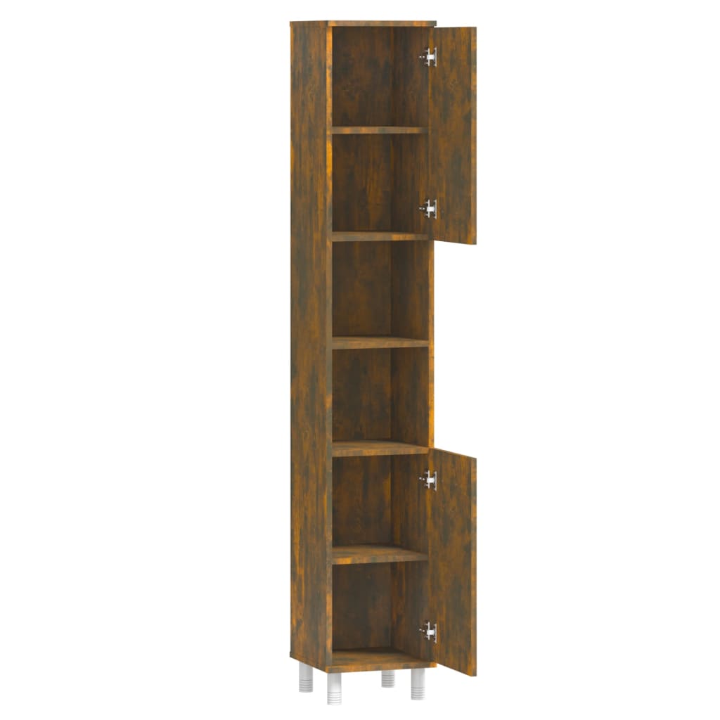 Armadietto Bagno Rovere Fumo 30x30x179 cm in Legno Multistrato | homemem39