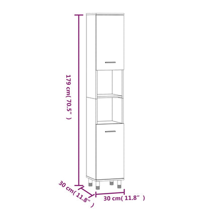 Armadietto Bagno Rovere Fumo 30x30x179 cm in Legno Multistrato | homemem39