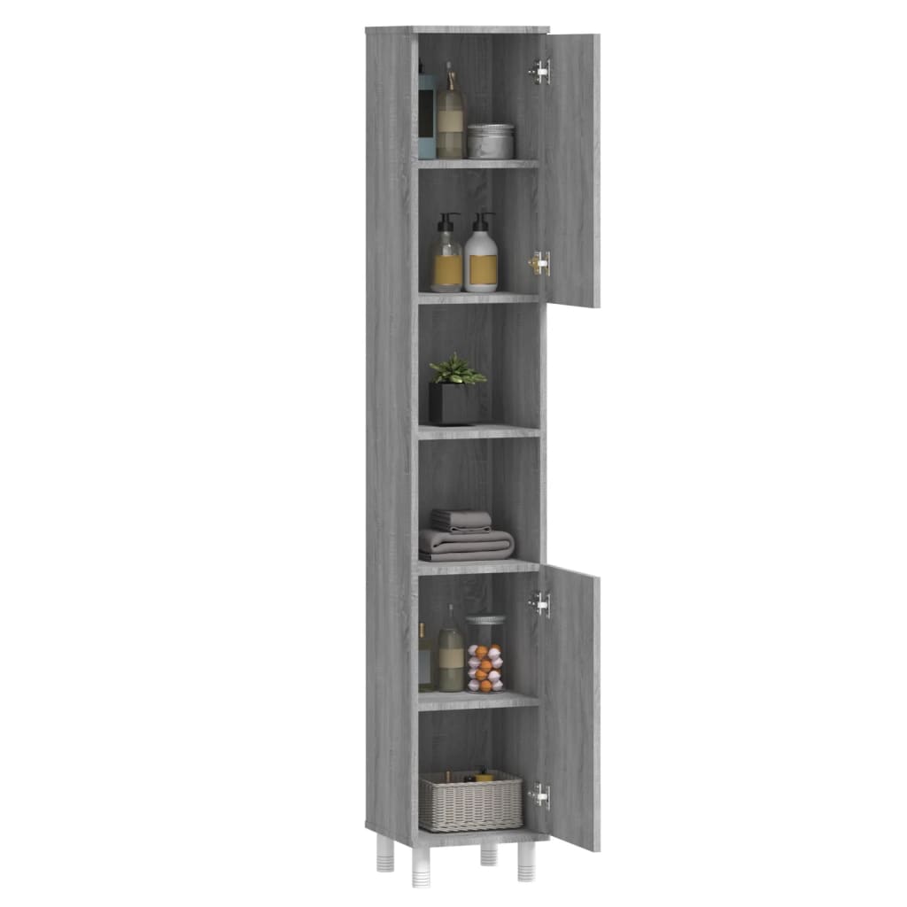 Armadietto Bagno Grigio Sonoma 30x30x179cm in Legno Multistrato | homemem39