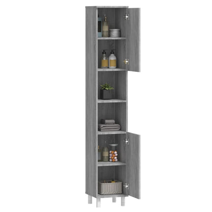 Armadietto Bagno Grigio Sonoma 30x30x179cm in Legno Multistrato | homemem39