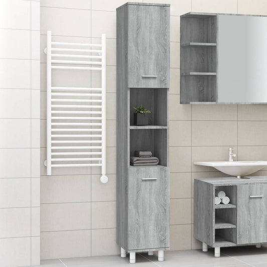 Armadietto Bagno Grigio Sonoma 30x30x179cm in Legno Multistrato | homemem39