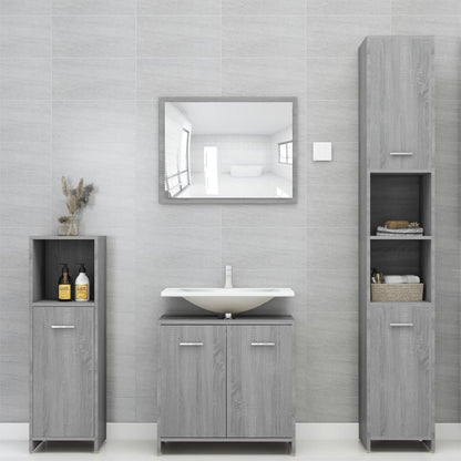 Armadietto Bagno Grigio Sonoma 30x30x95 cm in Legno Multistrato | homemem39