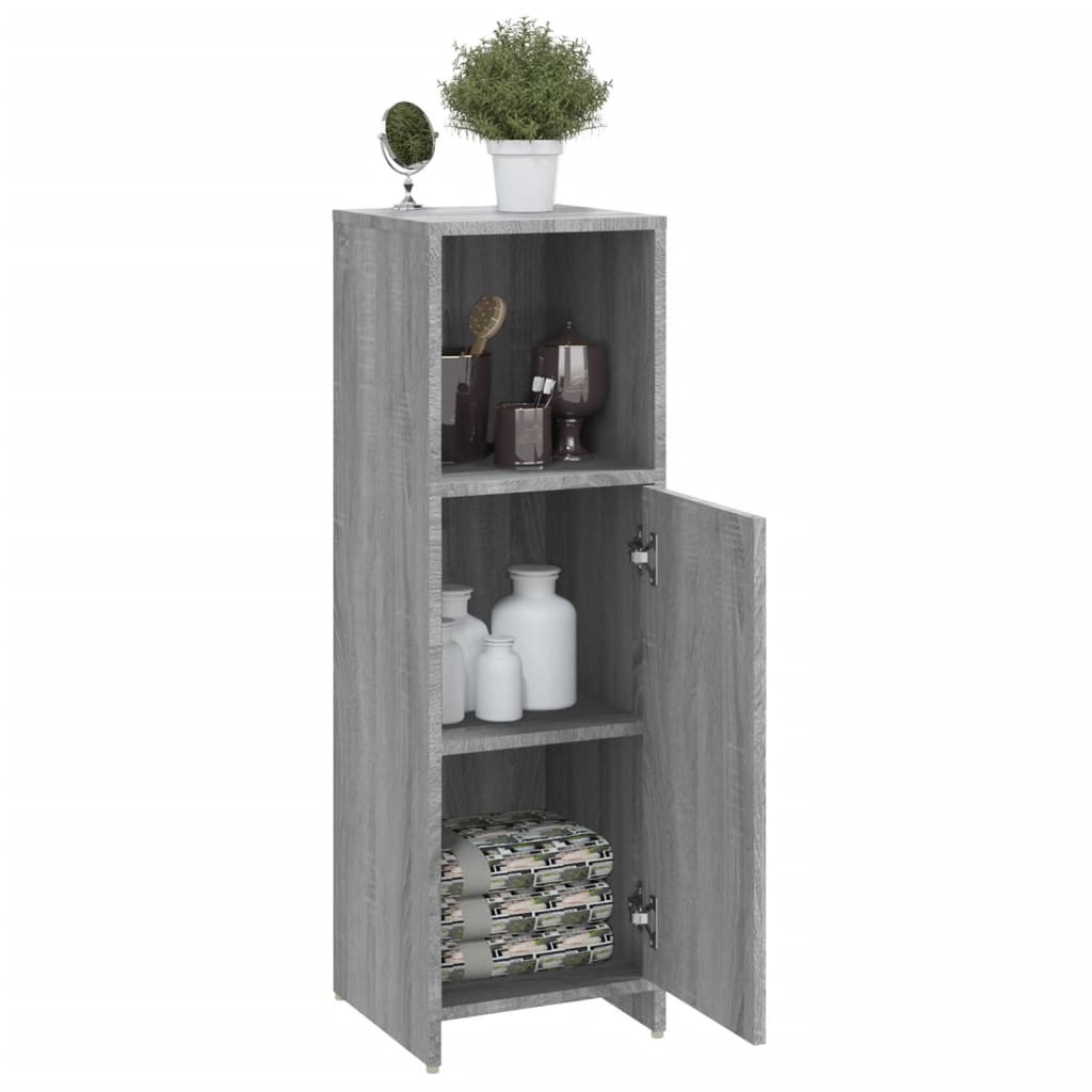 Armadietto Bagno Grigio Sonoma 30x30x95 cm in Legno Multistrato | homemem39