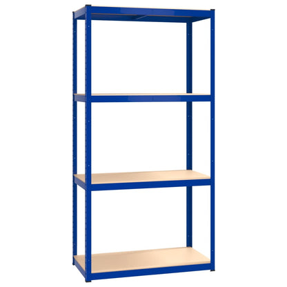 Scaffali a 4 Ripiani 2 pz Blu in Acciaio e Legno Multistrato - homemem39