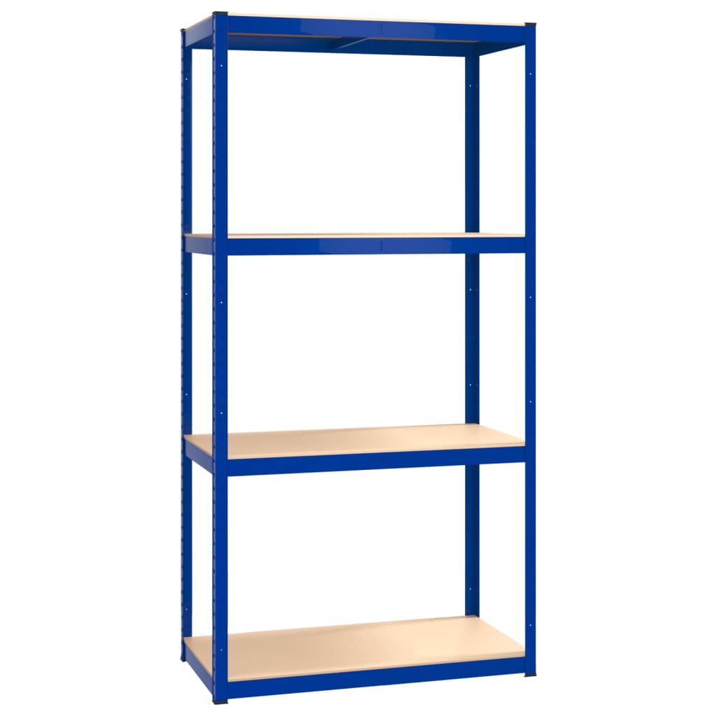Scaffali a 4 Ripiani 3 pz Blu in Acciaio e Legno Multistrato | homemem39