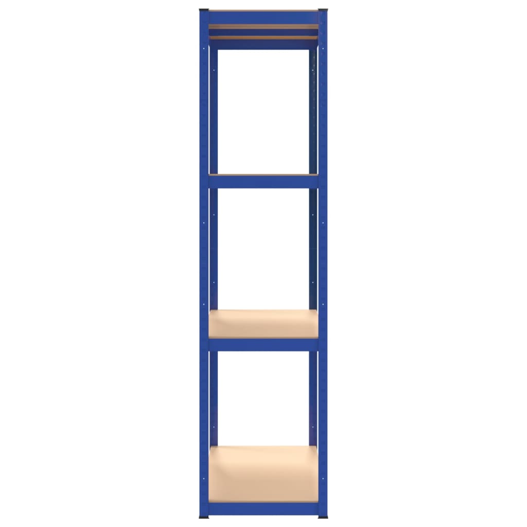 Scaffali a 4 Ripiani 3 pz Blu in Acciaio e Legno Multistrato | homemem39