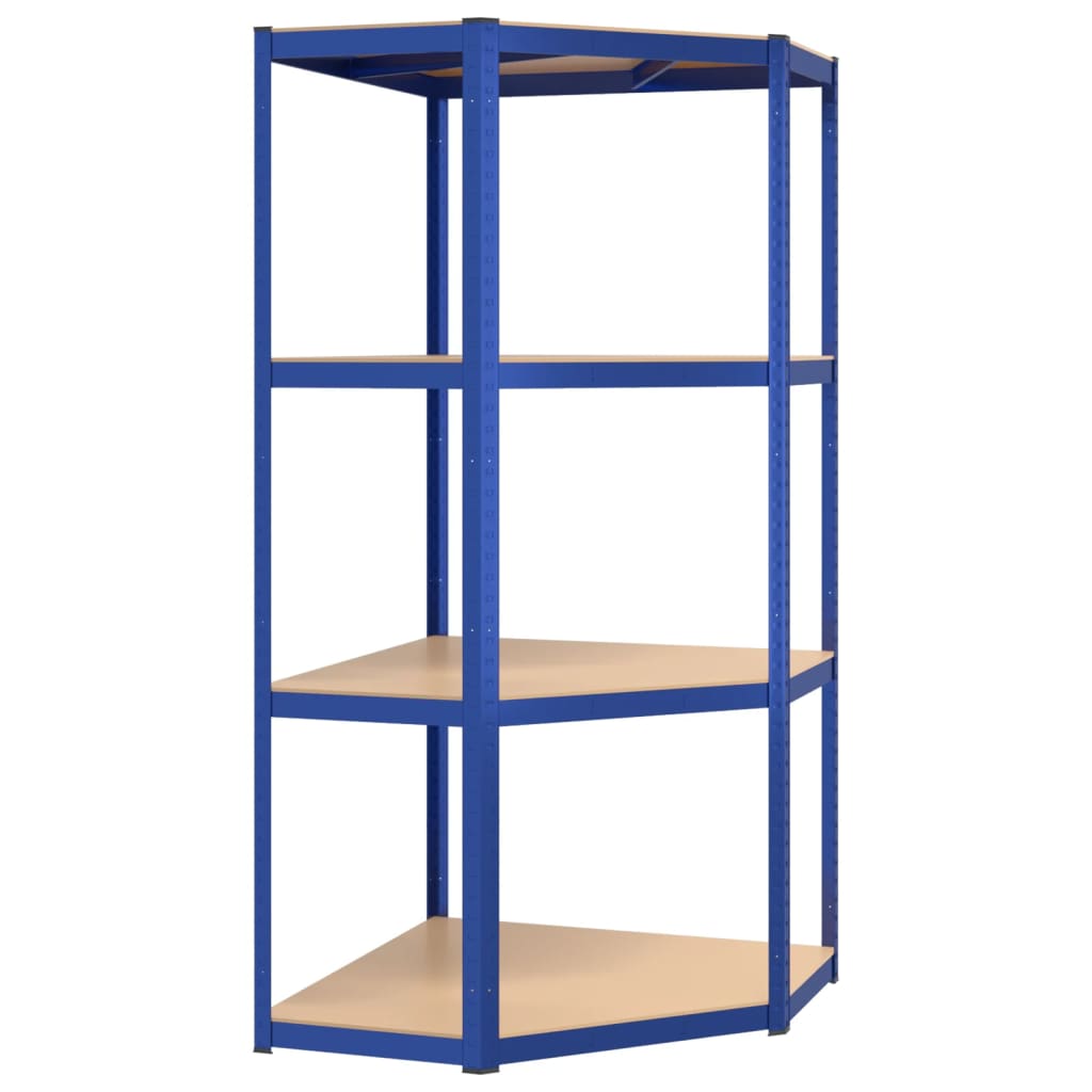 Scaffali a 4 Ripiani 3 pz Blu in Acciaio e Legno Multistrato | homemem39