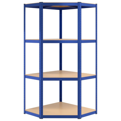 Scaffali a 4 Ripiani 3 pz Blu in Acciaio e Legno Multistrato | homemem39