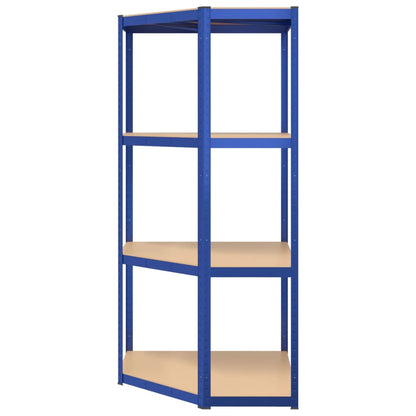 Scaffali a 4 Ripiani 3 pz Blu in Acciaio e Legno Multistrato | homemem39