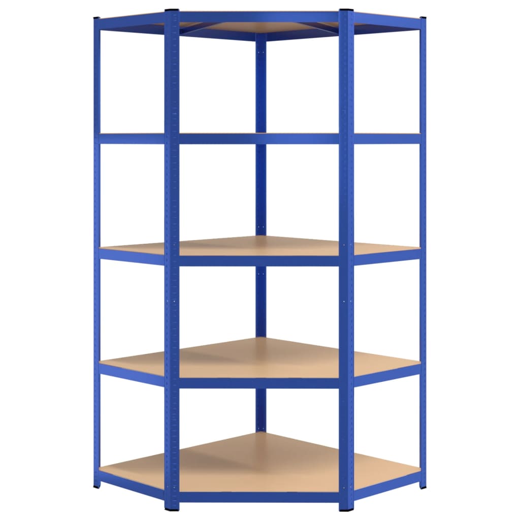 Scaffali a 5 Ripiani 4 pz Blu in Acciaio e Legno Multistrato - homemem39