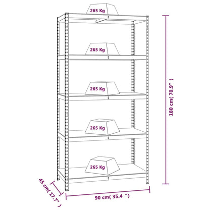 Scaffali Resistenti 5 Ripiani 2pz Grigio Acciaio e Multistrato | homemem39