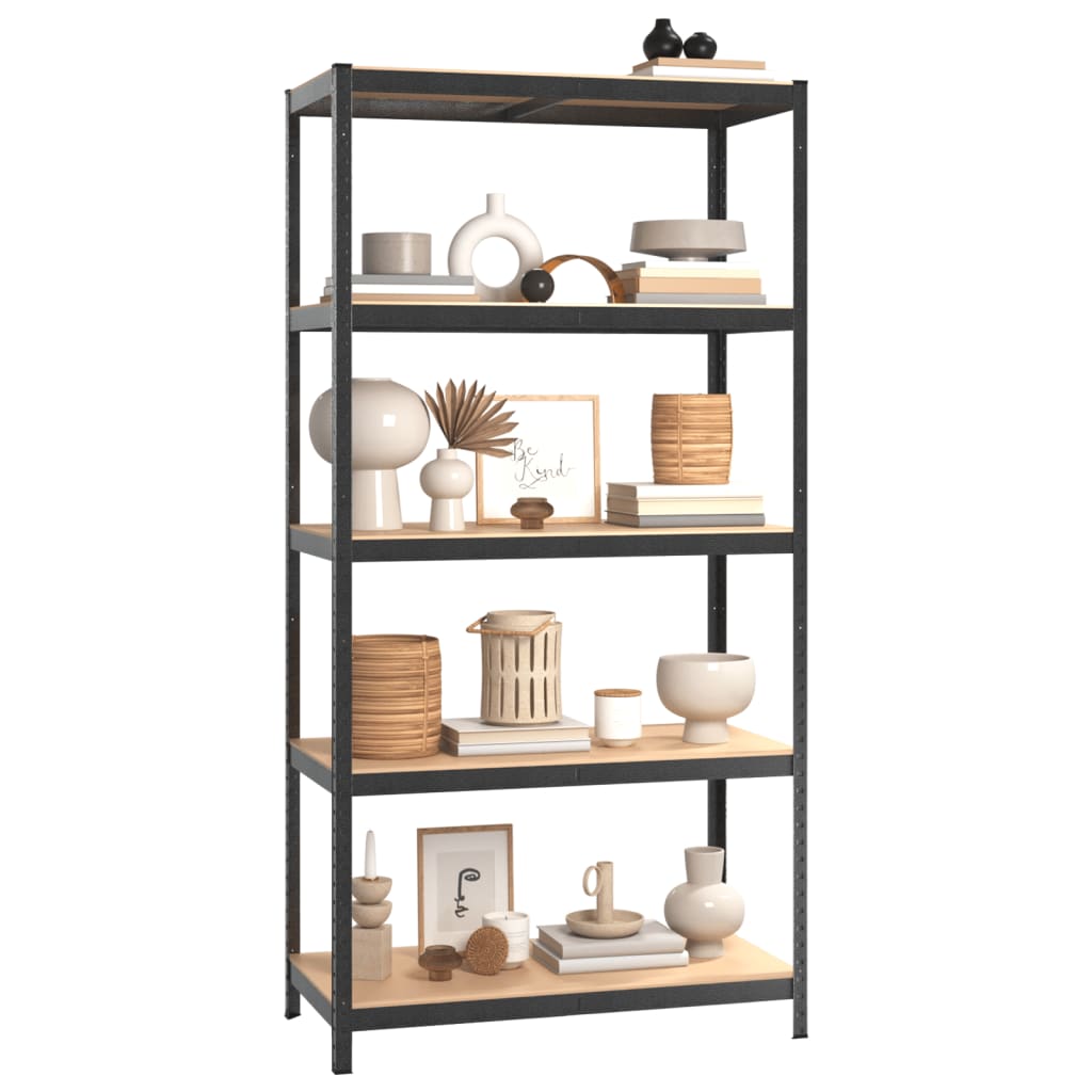 Scaffali Resistenti 5 Ripiani 2pz Grigio Acciaio e Multistrato | homemem39