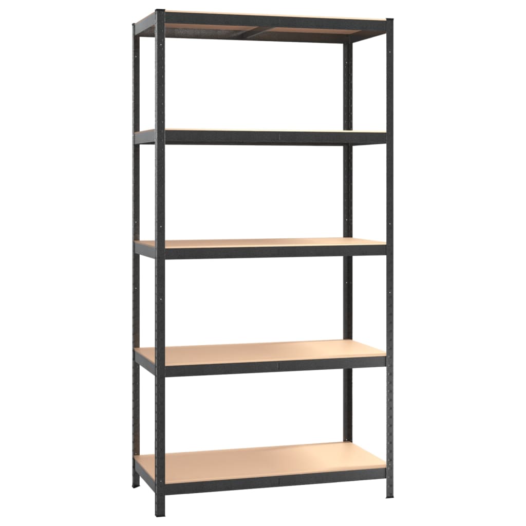 Scaffali Resistenti 5 Ripiani 2pz Grigio Acciaio e Multistrato | homemem39