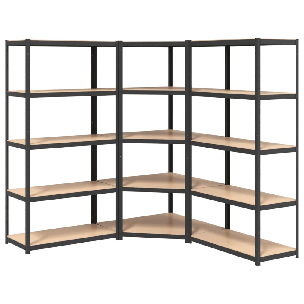 Scaffali Resistenti 5 Ripiani 3pz Grigio Acciaio e Multistrato | homemem39