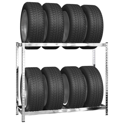 Portapneumatici a 2 Livelli 3pz Argento 110x40x110cm in Acciaio | homemem39