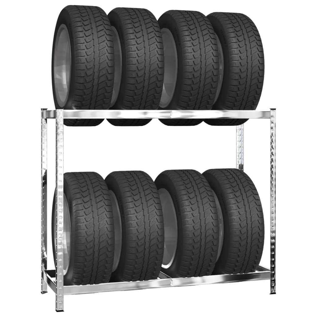 Portapneumatici a 2 Livelli 4pz Argento 110x40x110cm in Acciaio | homemem39