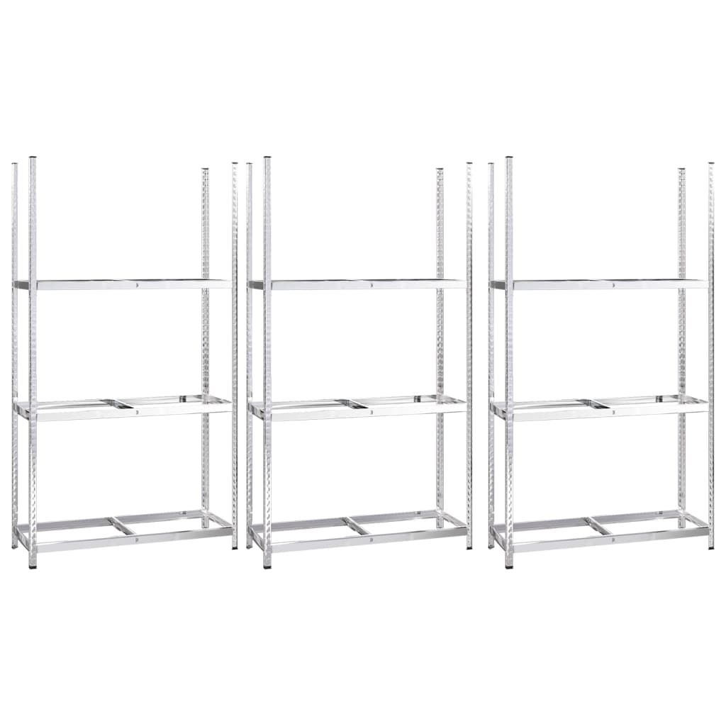Portapneumatici a 3 Strati 3 pz Argento 110x40x200cm in Acciaio | homemem39