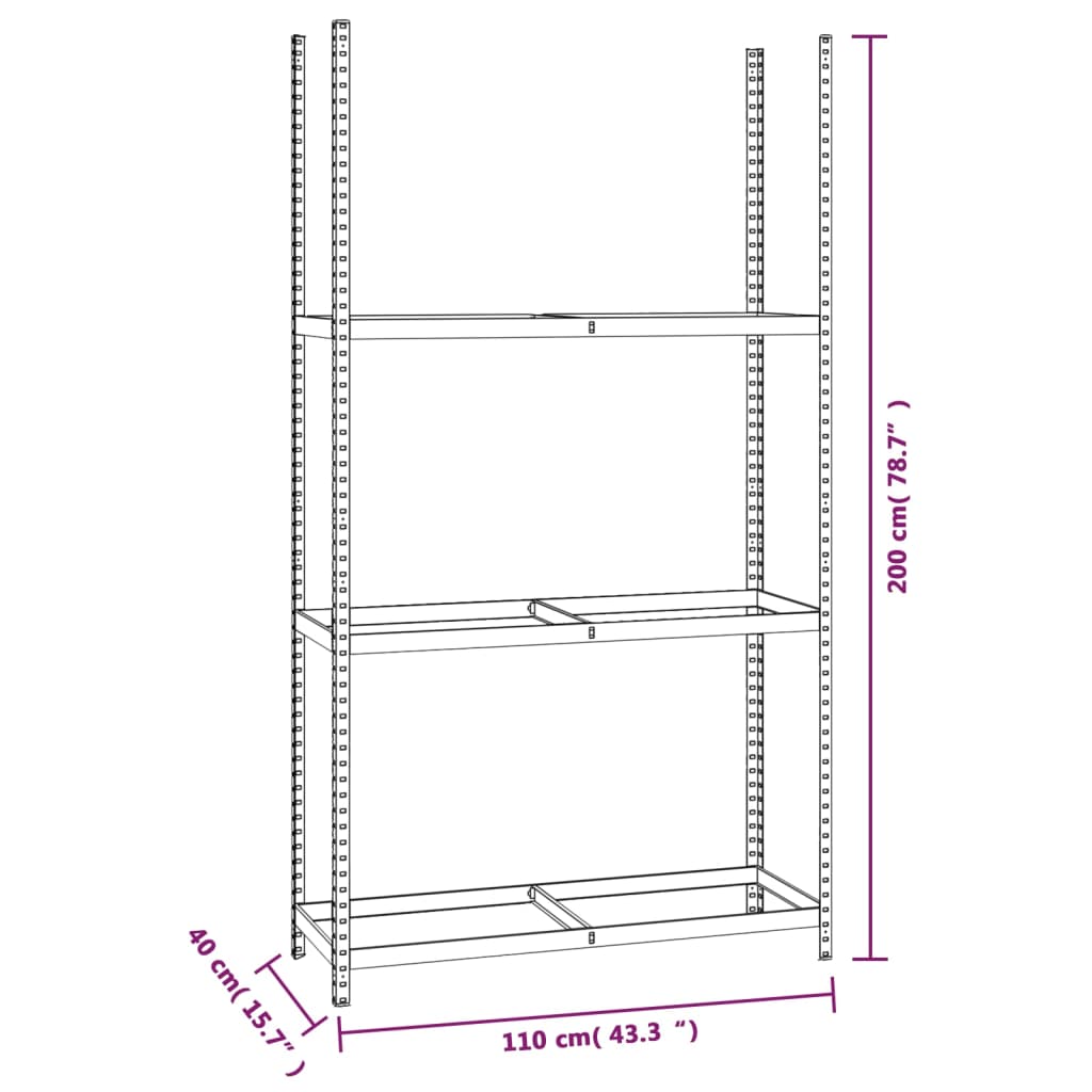 Portapneumatici a 3 Strati 3 pz Argento 110x40x200cm in Acciaio | homemem39