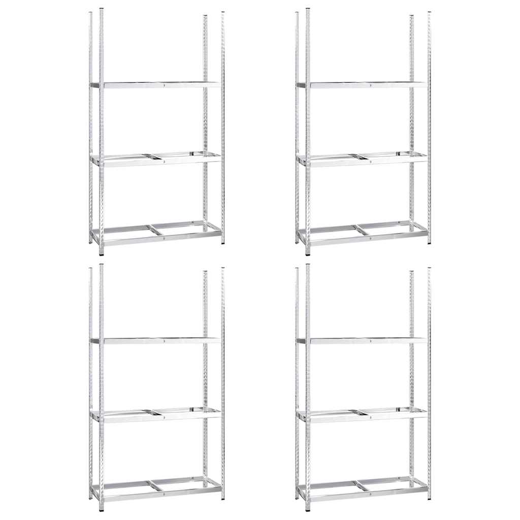 Portapneumatici a 3 Strati 4 pz Argento 110x40x200cm in Acciaio | homemem39