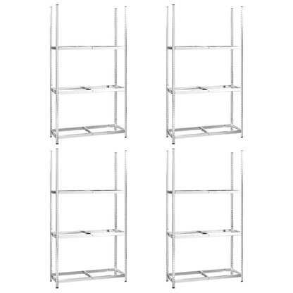 Portapneumatici a 3 Strati 4 pz Argento 110x40x200cm in Acciaio | homemem39