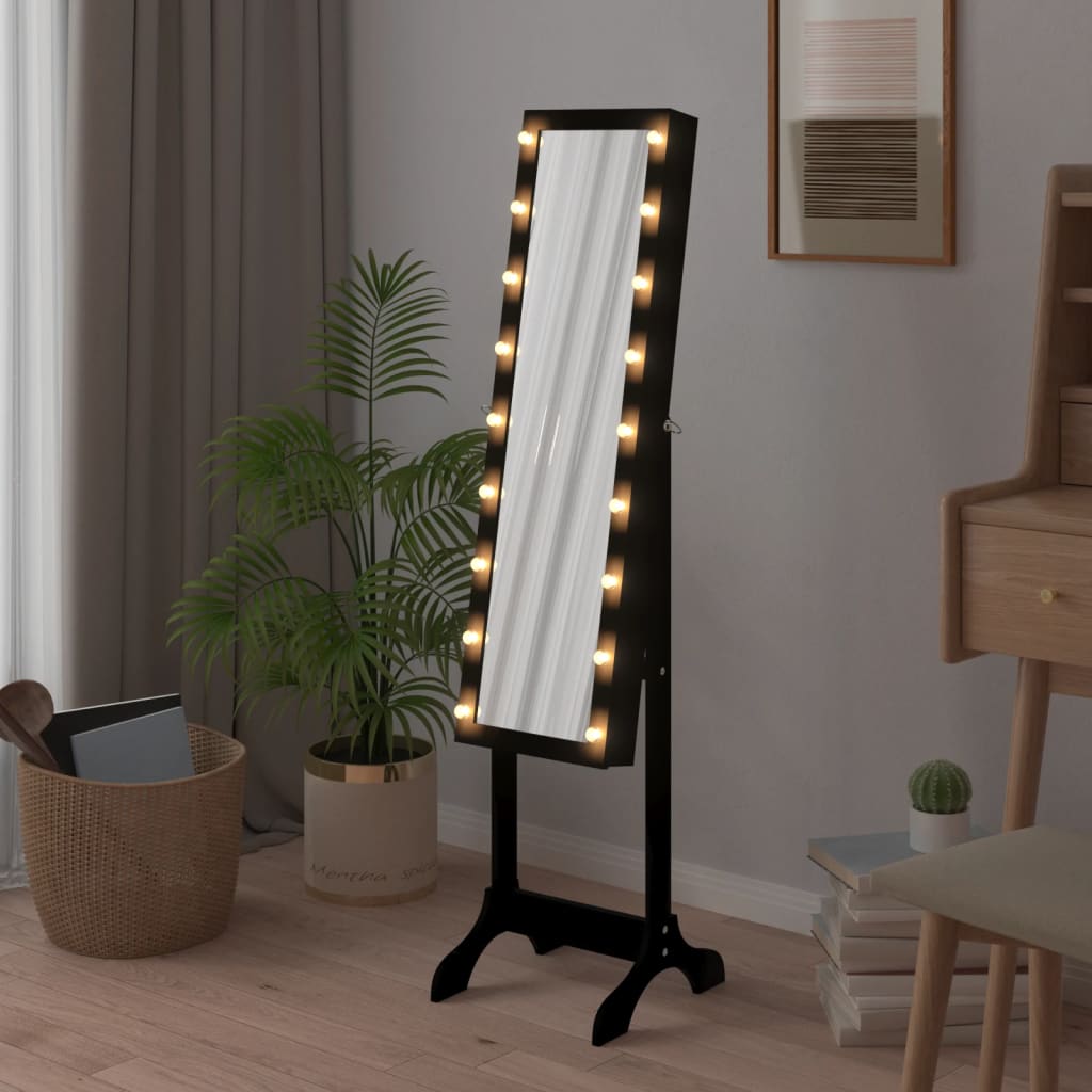 Specchio Autoportante con LED Nero 34x37x146 cm - homemem39