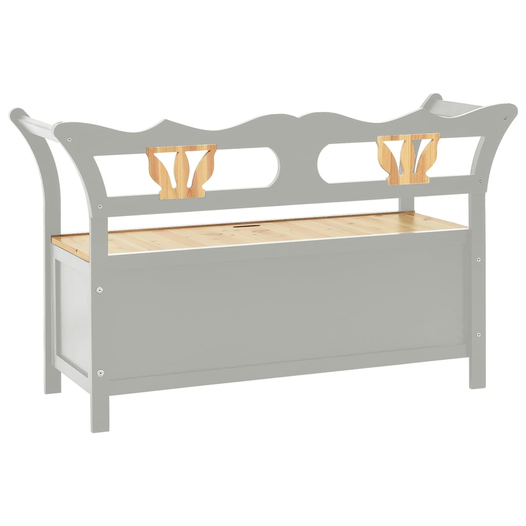 Panca Grigia 107x45x75,5 cm Legno Massello di Abete | homemem39