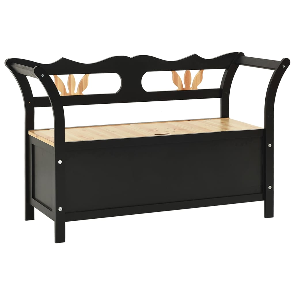 Panca Nera 107x45x75,5 cm Legno Massello di Abete | homemem39