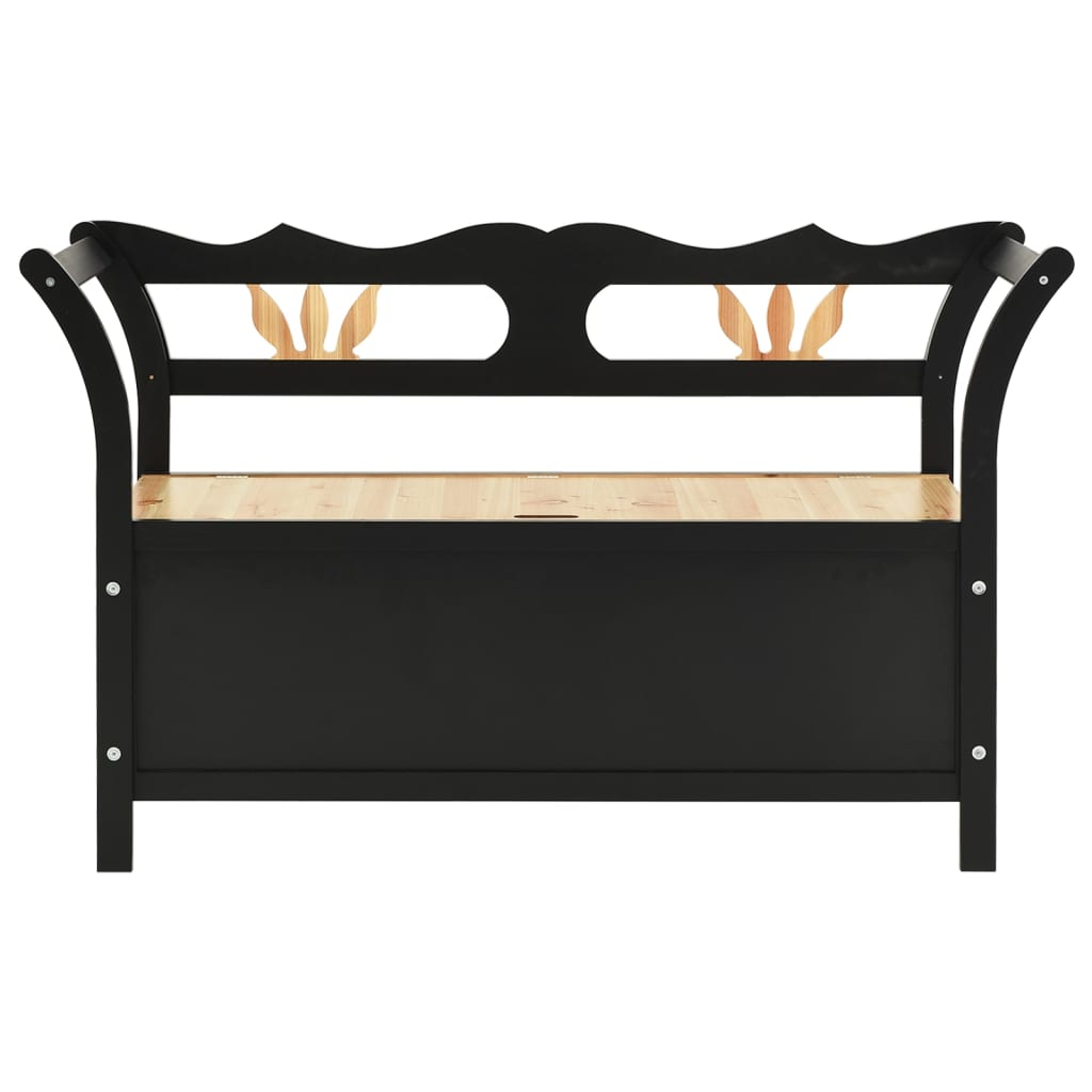 Panca Nera 107x45x75,5 cm Legno Massello di Abete | homemem39